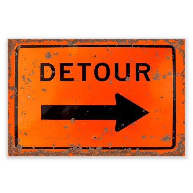 Detour Orange Road - Enamel Metal Tin Sign Wall Plaque