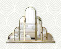 Turin Handmade Original Art Deco Over Mantle Wall Mirror in Gold