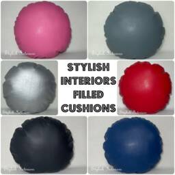 Handmade Round Semipu Leather Cushion Circle Bed Sofa Pillow With Pad Insert