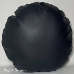 Handmade Round Semipu Leather Cushion Circle Bed Sofa Pillow With Pad Insert - thumbnail 2