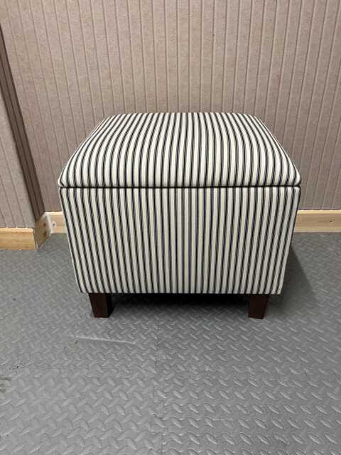 Storage Stool in Ticking Stripe Handmade & Upholstered Stripped Fabric With Wooden Legs - image 1