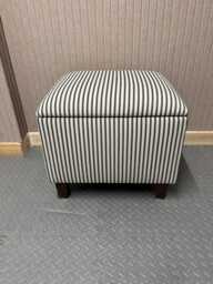 Storage Stool in Ticking Stripe Handmade & Upholstered Stripped Fabric With Wooden Legs