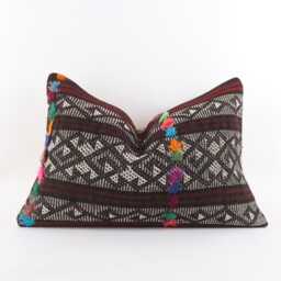 Turkish Kilim Pillow Cover Handwoven Wool, Ethnic Throw - 16x24 - thumbnail 1