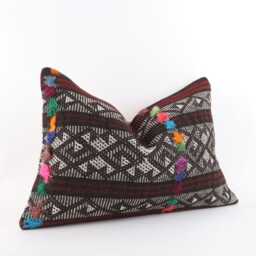 Turkish Kilim Pillow Cover Handwoven Wool, Ethnic Throw - 16x24 - thumbnail 2