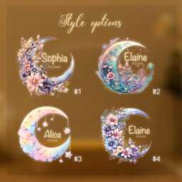 Personalized Moon & Stars Night Light Baby Nursery Decor - thumbnail 4