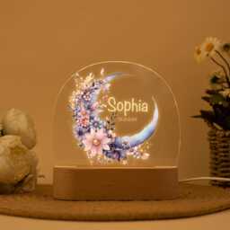 Personalized Moon & Stars Night Light Baby Nursery Decor - thumbnail 2