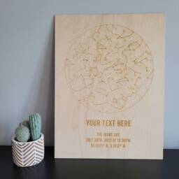 Personalised Star Map - Night Sky Wood Engraved Poster Of The Custom Gift To Mark Your Special Occasion - thumbnail 2