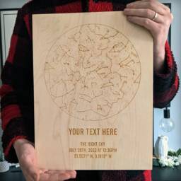 Personalised Star Map - Night Sky Wood Engraved Poster Of The Custom Gift To Mark Your Special Occasion - thumbnail 1