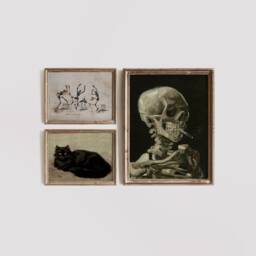 Halloween Set Of 10 Prints, Moody Gothic Gallery, Black Cat Wall Decor, Pumpkin Painting, Funny Skeleton Poster, Ghost Canvas, Dark Academia - thumbnail 3