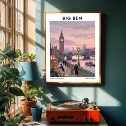 Vintage Big Ben Poster Retro London Travel Art Print - thumbnail 2