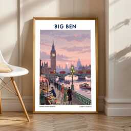 Vintage Big Ben Poster Retro London Travel Art Print - thumbnail 1