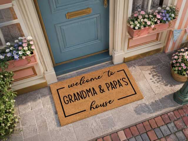 Gigi & Papa's House Doormat - Personalised Grandparent Welcome Coir Mat Housewarming Gift - image 1
