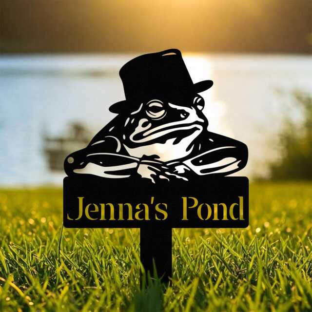 Custom Frog Metal Sign, Outdoor Decor, Pond Garden Lake House Wall Art - image 1