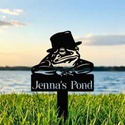Custom Frog Metal Sign, Outdoor Decor, Pond Garden Lake House Wall Art - thumbnail 4