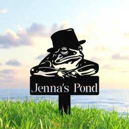 Custom Frog Metal Sign, Outdoor Decor, Pond Garden Lake House Wall Art - thumbnail 3