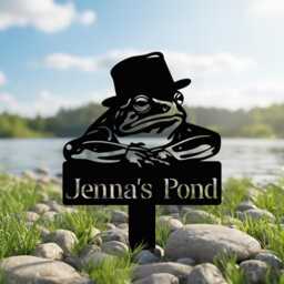 Custom Frog Metal Sign, Outdoor Decor, Pond Garden Lake House Wall Art - thumbnail 2
