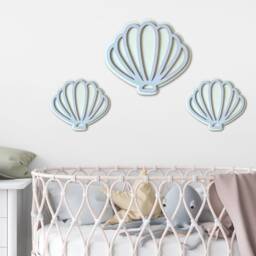 Seashell - Shell Wooden Under The Sea Bedroom Decor Mermaid Theme Wall Art Nursery - thumbnail 2