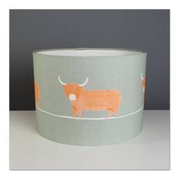 Lampshades in Voyage Maison Dougal Pine Highland Cow Fabric Handmade Various Sizes Free Delivery - thumbnail 3