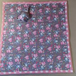 Reversible Baby Blanket & Its Elephant Cuddly Toy 78cm X 71cm - thumbnail 2