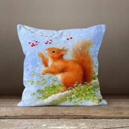 Squirrel Acorn Cushion Cover/Fall Trend Pillow Case/Trick Or Treat Cover/Housewarming Farmhouse Style Case - thumbnail 2