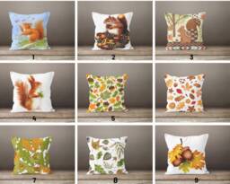 Squirrel Acorn Cushion Cover/Fall Trend Pillow Case/Trick Or Treat Cover/Housewarming Farmhouse Style Case