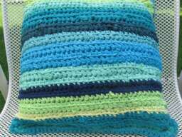 Large T-Shirt Recycling Pillow, Upcycling Turquoise-Green-Blue Decorative Pillow