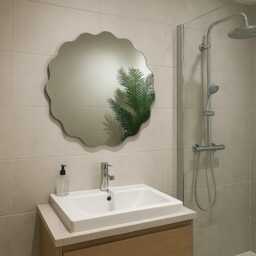 Petal Wavy Curved Round Wall Mirror Frameless Design Modern Home Bathroom Bedroom Interior - Sizes Available 60cm, 80cm, 100cm - thumbnail 1