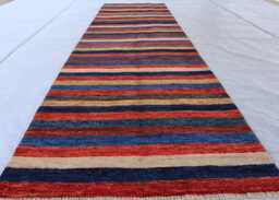 2'8x9'5 Collectors Piece Gabbah Brand New Runner Area Rug, Afghan High Pile Soft Oriental, Turkmen Livingroom, Bedroom Rug - thumbnail 1