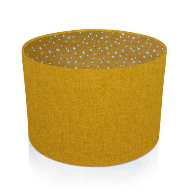 Shetland Star Mustard Yellow Brushed Linen Style Drum Lampshades/Pendant Shade Table, Stylish Modern Ochre Home Interior Decor - image 1