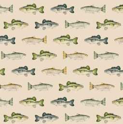 Fishing Baby Crib Sheet Taupe, Green & Blue Lake Life Cotton Fitted Sheet - thumbnail 1