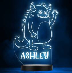 Monster Hello Name Boy Personalised Gift Colour Changing Led Lamp Night Light - thumbnail 1