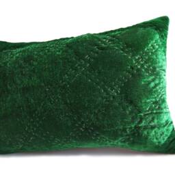 Velvet Pillow Cover, Green Pillow, Emerald Quilted Pick Stitch - thumbnail 3