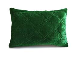 Velvet Pillow Cover, Green Pillow, Emerald Quilted Pick Stitch - thumbnail 1