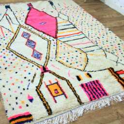 Handwoven Wool Rug, Pink Boho Moroccan Tribal Runner - thumbnail 2