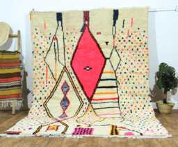 Handwoven Wool Rug, Pink Boho Moroccan Tribal Runner