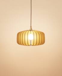 "Scandinavian-style Wooden & Cardboard Pendant Lamp With Minimalist, Eco-Friendly, Cocoon-Like Design, Made From Recycled Materials, Kido ""Mimosa" - thumbnail 1