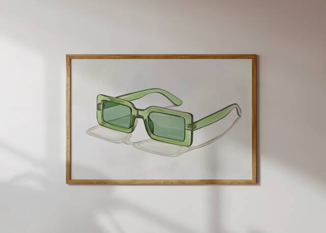 Green Sunglasses Art Print, Poster, Trendy Fashion Wall Art, Aesthetic, Unframed - image 1