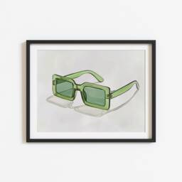 Green Sunglasses Art Print, Poster, Trendy Fashion Wall Art, Aesthetic, Unframed - thumbnail 3