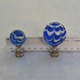 Royal Blue Lamp Finial, White Swirls, Glass - thumbnail 2