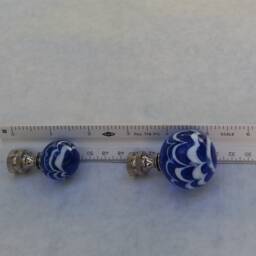 Royal Blue Lamp Finial, White Swirls, Glass - thumbnail 3