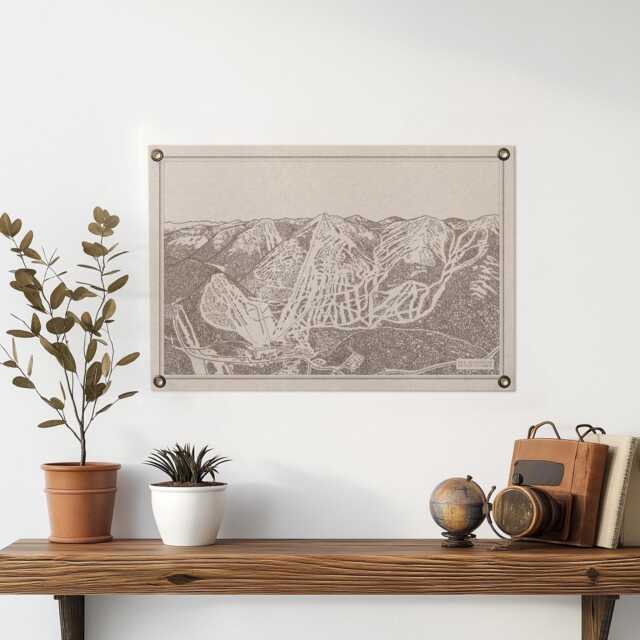 Red Mountain British Columbia Trail Map Felt Print - Vintage Ski Snowboard Mountain Wall Art Gift. Flag Pennant Home Decor. Usa Handmade - image 1
