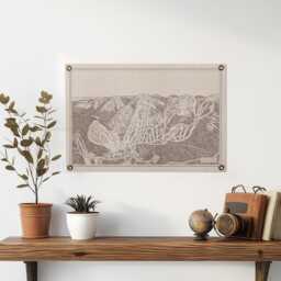 Red Mountain British Columbia Trail Map Felt Print - Vintage Ski Snowboard Mountain Wall Art Gift. Flag Pennant Home Decor. Usa Handmade - thumbnail 1