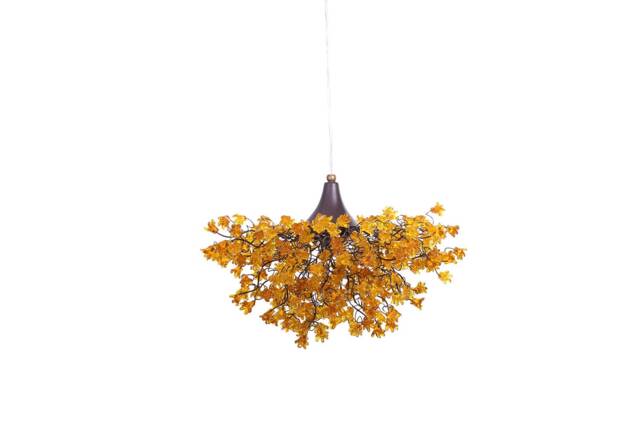 Yellow Chandeliers With Flowers, Yellow Hanging Lamp For Living Room - image 1