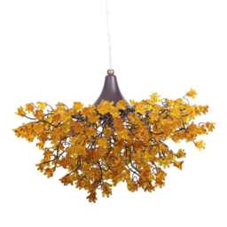 Yellow Chandeliers With Flowers, Yellow Hanging Lamp For Living Room - thumbnail 4
