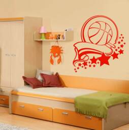 Wall Vinyl Decal Victory Ribbon Stars Sport Healthy Basketball Decoration - #2446Dn - thumbnail 1