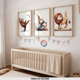 Kids Gymnastics Prints - Set Of 3 Posters - Animal Gymnast Boys Girls Bedroom Decor Nursery Gymnastic Wall Art Playroom Artwork Gift - thumbnail 1