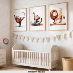 Kids Gymnastics Prints - Set Of 3 Posters - Animal Gymnast Boys Girls Bedroom Decor Nursery Gymnastic Wall Art Playroom Artwork Gift - thumbnail 2