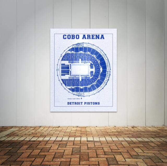 Vintage Cobo Arena Seating Chart Print Detroit Pistons Blueprint - image 1