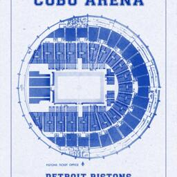 Vintage Cobo Arena Seating Chart Print Detroit Pistons Blueprint - thumbnail 2