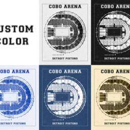 Vintage Cobo Arena Seating Chart Print Detroit Pistons Blueprint - thumbnail 3